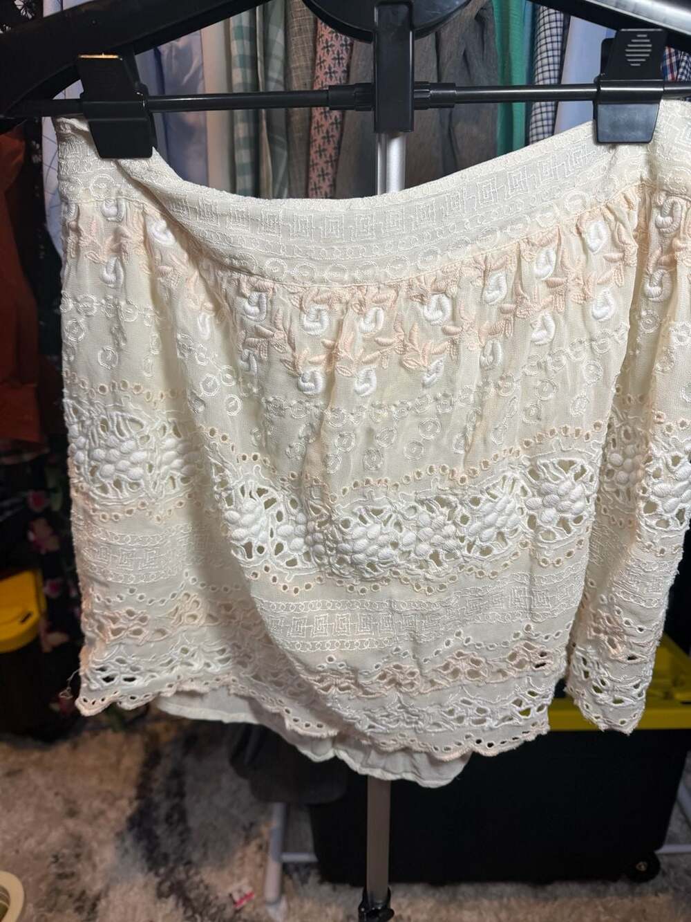 LoveShackFancy Skirt Size 12 Cream Lace Eyelet Embroidered Boho